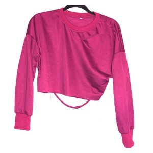 Burgundy Long Sleeve Crop Top | Online Store